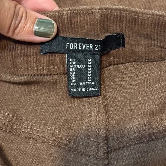 COTTON Forever 21 Chocolate Flare CORDUROY Pants with Lace-Up Sides - Picture 3 of 13